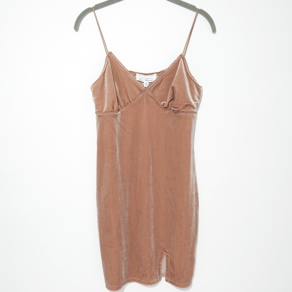 Oak Meadow Dress M Brown Mini Slip Bodycon Babydoll Y2k 90s Inspired Velvet New